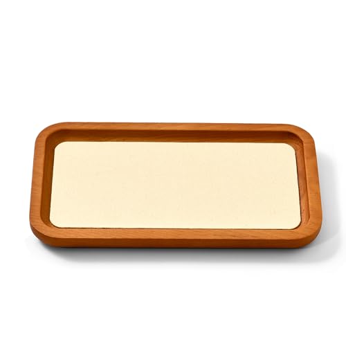 Solid Wood Jewelry Display Flat Tray for Rings Earrings Necklace Bracelet, Jewelry Photograph Display(Beige,M) - color: Beige, size: 18 * 10 * 1.5cm