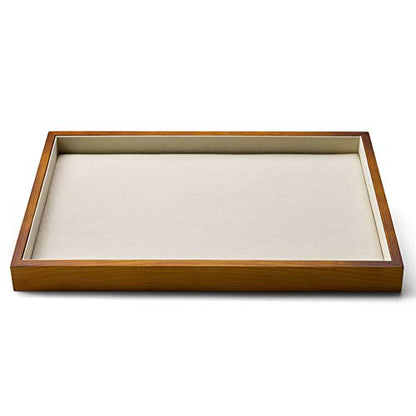 Oirlv Wood Flat Jewelry Tray Stackable Jewelry Drawer Organizer Showcase Jewelry Holder (Creamy-white flat tray) - color: Creamy-white flat tray