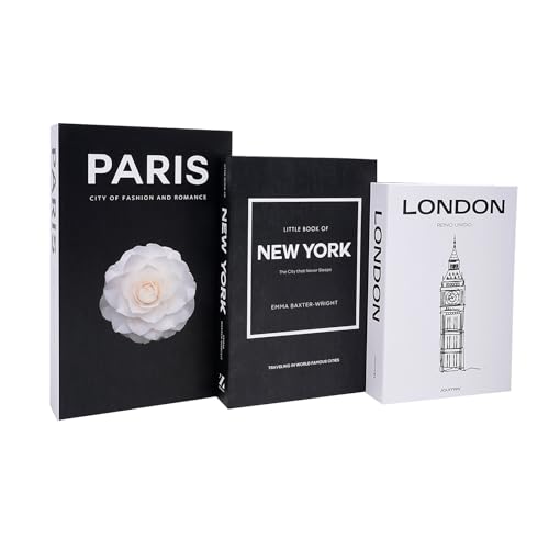 3 PCS Faux Decorative Books for Home Decor-Coffee Table Books Decor-Aesthetic Fake/Faux Books for Decoration,libros Decoration for Coffee Table, Shelf Accessories (3-Mix-Paris Newyork London) - color: 3-mix-paris Newyork London