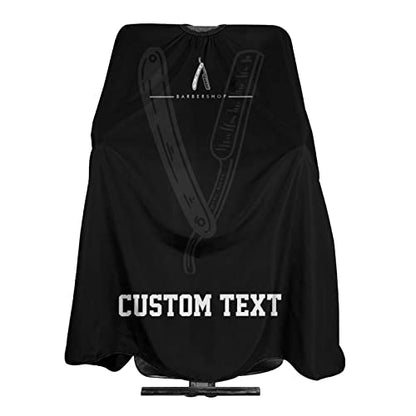 Custom Waterproof Barber Cape Personalized Text Barber Shop Salon Cape for Men Customized Hair Cutting Cape - color: Black Barbershop
