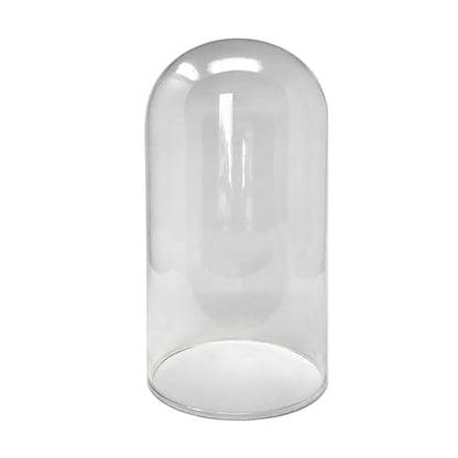 BANBERRY DESIGNS Clear Glass Display Dome with Wooden Base – 7" H x 3.75" W Cloche Bell Jar – 5" Base – Decorative Cover for Figurines, Dolls, Collectibles, Jewelry & Crafts Display Case