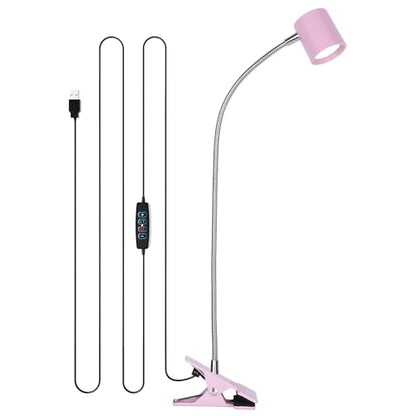 Dott Arts Desk Lamp,USB Clip On Light with 3 Color Modes,LED 10 Levels Brightness Reading Lamp, 360°Gooseneck Book Light,Eye-Care Reading Light for Home Office,Headboards Pink - color: Pink