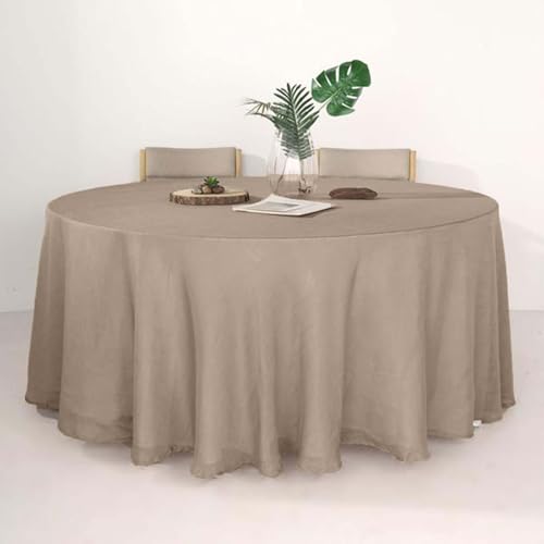 Efavormart 120" Taupe Premium Faux Linen Round Tablecloth | Textured Wrinkle Free Tablecloth - color: Taupe, size: 120" (Round)