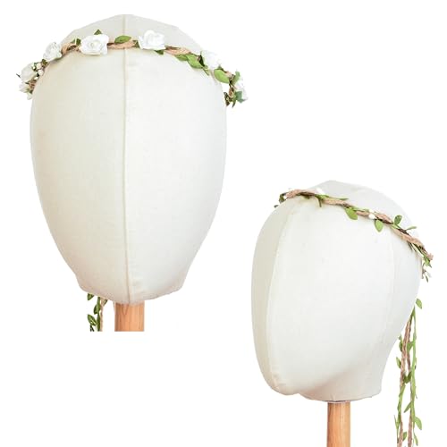 DDazzling Flower Crown Floral Wreath Headband Floral Garland Headbands photo props (White) - color: White