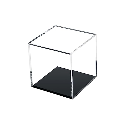 Clear Acrylic Boxes for Collectibles Display, Removable Countertop Storage Box Cube Organizer Stand Riser, Dustproof Protection Showcase for Crystals Minerals Slab Fossil Coral, 3x3x3Inch