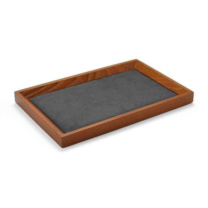 Oirlv Solid Wood Small Jewelry Tray Trade Showcase Countertop Jewelry Display Trays Rectangle Vanity Tray(Grey, Small) - color: Gray, size: 9.1" x 5.9" x 0.7"