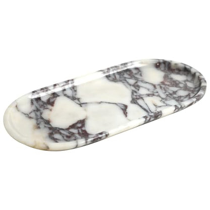 Natural Marble Tray, Coffee Table, Food, Fruit, Paper Cup, Cake Display, Coffee bar, Family Gatherings, Seasonal Holiday Decoration Tray(Viola-oval-11 x5 x0.7) - color: Viola-oval-11"x5"x0.7"