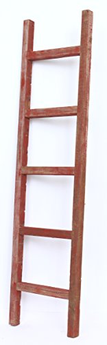 BARNWOODUSA Rustic Farmhouse Decorative Ladder - Our 6 ft Ladder can be Mounted Horizontally or Vertically and is Crafted from Upcycled Wood No Assembly Required Red - color: Rustic Red, size: 60"H x 15"W x 1.63"D