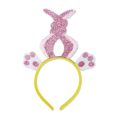 Chicken Rabbits Ears Hairband Photo Props Easters Hair Hoop Headband Party Headpiece Fun Headbands for Music Festival - style: Pink wrapped rabbit model