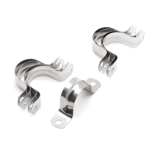 16Pcs 1-3/8 Inch Stainless Steel Conduit Clamps, Two Hole Strap U Bracket Rigid Pipe Strap Metal U Clamp Conduit Strap Tension Clips U-tube Clamp Heavy Duty - size: 1-3/8" / 35mm