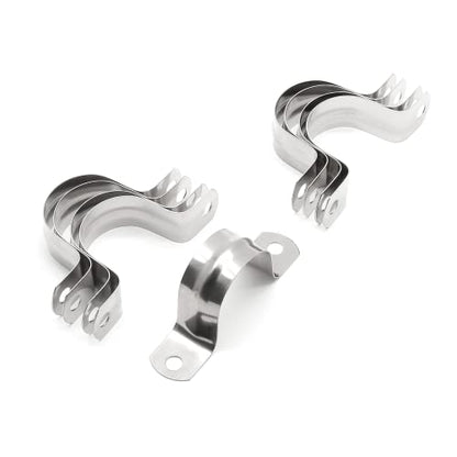 16Pcs 1-9/16 Inch Stainless Steel Conduit Clamps, Two Hole Strap U Bracket Rigid Pipe Strap Metal U Clamp Conduit Strap Tension Clips U-tube Clamp Heavy Duty - size: 1-9/16" / 40mm