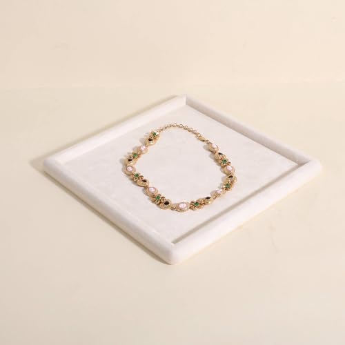 velvet Jewerly display tray, Top Microfiber Jewelry storage organizer plate, Empty Jewelry showcase tray for Necklace Bracelet Ring Earring display stand holder (Cream-Small, 9.8 x 9.8 in) - color: Cream, size: Small