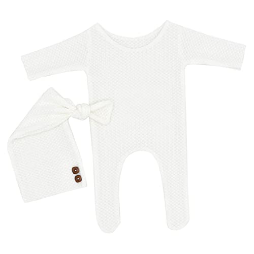 Zeroest Newborn Photography Props Boy Outfits Baby Photo Props Outfit Newborn Boy Photo Shoot Hat Set (White) - color: White