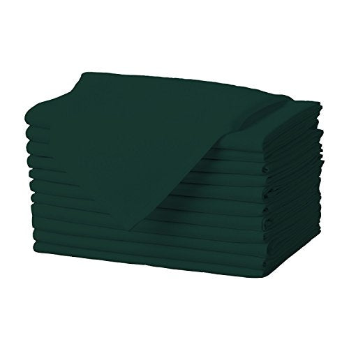 Gee Di Moda Cloth Napkins - 17 x 17 Inch Hunter Green Dinner Napkins - Set of 12 Soft & Absorbent Washable Fabric Cloth Table Napkins with Hemmed Edges for Hotel Restaurant, Holiday Parties & Wedding - color: Hunter Green