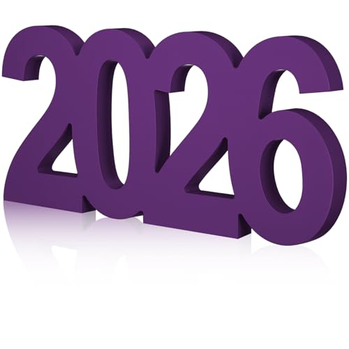 AceOrbit Graduation Decorations 2026 Table Sign Centerpieces 13" x 5.5" Wooden Class of 2026 Block Graduation Photo Booth Props for High School Seniors Night Decor College Party Supplies(Purple) - color: Purple