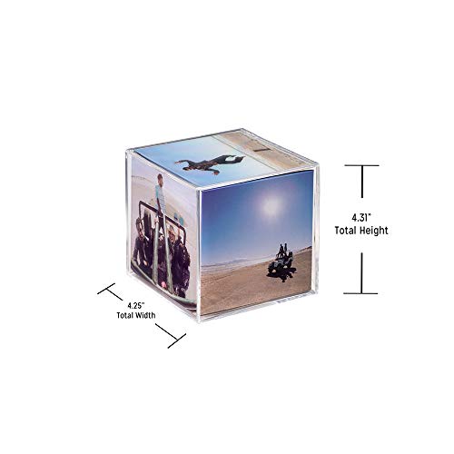 Malden International Designs Acrylic Photo Cube, Holds (6) 4” x 4” square photos, Clear