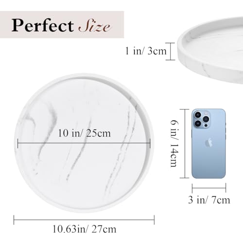 Luxspire Turntable Lazy Susan for Table Top, Marble Round Tray 10.63 inch, Lazy Susan for Cabinet Dining Table Kitchen Pantry, Rotating Bathroom Countertop Organizer, Gravel White - color: Gravel White, style: Rotatable 10.63"