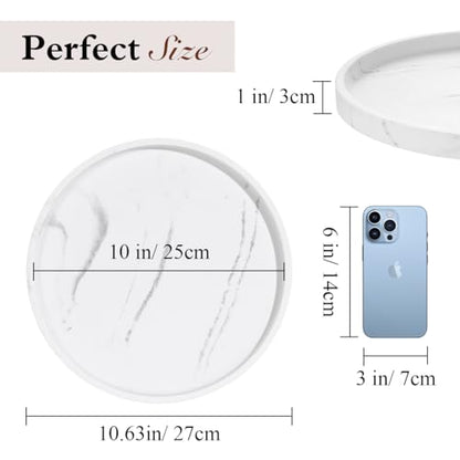Luxspire Turntable Lazy Susan for Table Top, Marble Round Tray 10.63 inch, Lazy Susan for Cabinet Dining Table Kitchen Pantry, Rotating Bathroom Countertop Organizer, Gravel White - color: Gravel White, style: Rotatable 10.63"
