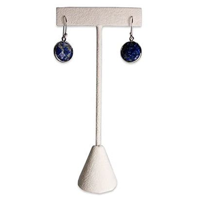 6Pcs Set Earring T Stand Display Set, Jewelry Display Stand for Showroom and Tradeshow Showcase Displays, various materials, 4 1/2 H in; 5 3/4 H in; 6 3/4 H in (Beige Suede) - color: Beige Suede
