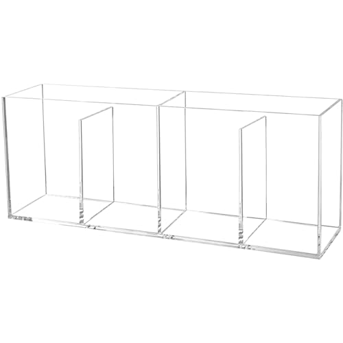 Clear Makeup Brush Organizer,Acrylic Cosmetic Brushes Storage Holder with 4 Slots,Pencil Pen Holder for Desk,Desk Organizer and Accessories for Vanity - color: Clear-4 Slot