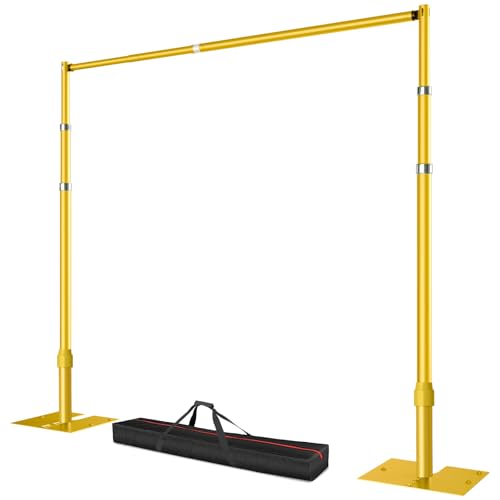 Pipe and Drape Backdrop Stand, 10x10ft Heavy Duty Adjustable Backdrop Frame with Metal Base, Background Holder for Parties Photography Wedding Photoshoot Decoration - Gold - color: Gold, size: 10x10ft