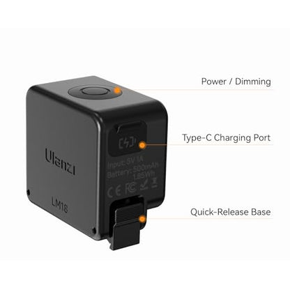 ULANZI LM18 2-Pack Vlogging Light Mini LED Action Camera Video Light Magnetic Photography Fill Lighting for DJI Osmo Action 3/4 Camera Cage Accessories and Ulanzi PK-06 Pocket 3/4 Expansion Adapter - size: 2 Pcs- for Dji Action 5/4/3 & Pocket 3