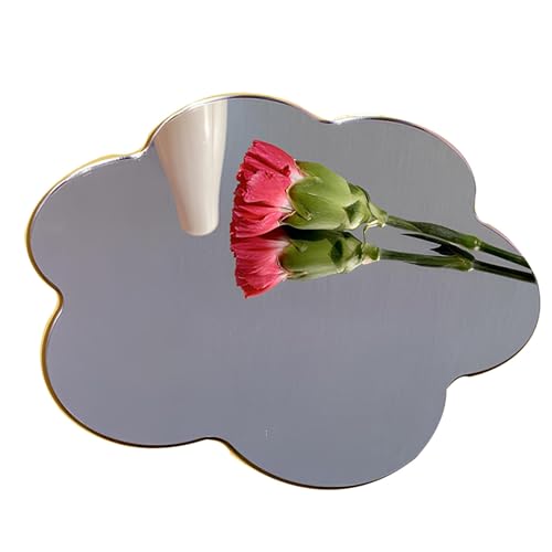 LTSRLL PMMA Mirror Tiles Photography Props Background Reflective Display Sheet Home Decor Vanity Mirror(Flower) - color: Flower
