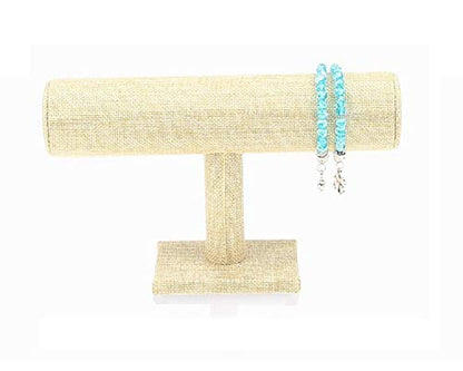 ChezMax Necklace Jewelry Display Jewelry Stand Hovering T-Bar Bracelet Holder for Home Organization - color: I-Linen