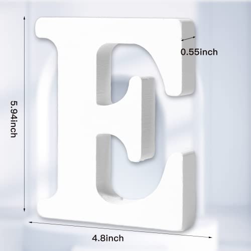 AOCEAN 6 Inch White Wood Letters - Unfinished Wood Letters for Wall Christmas Decor Standing Letters Slices Sign Board Decoration for Xmas Home Party Projects (E) - style: E