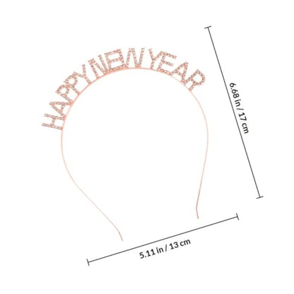 New Year Headbands 2pcs Glitter Party Hair Accessories with Rhinestones, Silver and Rose Gold Colors, Women’s Spring Festival Photo Booth Props