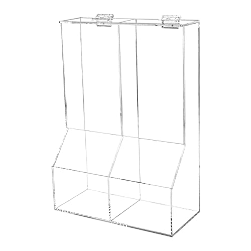 Marketing Holders Condiment Bin Double Compartment Sugar Packets and Wrapped Candy Caddy Clear Acrylic 8.5 Inch Wide by 12.25 Inch High Freestanding Tabletop Retail Stores and Container with Lid - size: Double Condiment Bin