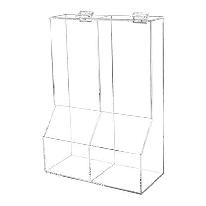 Marketing Holders Condiment Bin Double Compartment Sugar Packets and Wrapped Candy Caddy Clear Acrylic 8.5 Inch Wide by 12.25 Inch High Freestanding Tabletop Retail Stores and Container with Lid - size: Double Condiment Bin