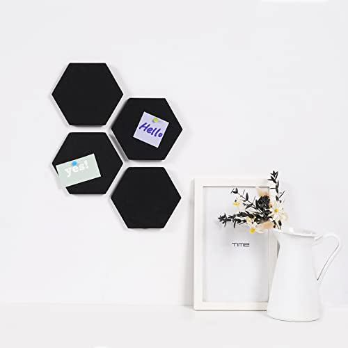 LAJAR 8 Pcs Hexagon Felt Bulletin Board Tiles, Self Adhesive Felt Pin Board Wall Tiles for Photos, Pictures, Memos (Black) - color: Black