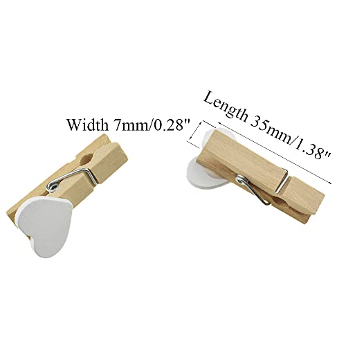 HAHIYO Heart Painted Mini Wooden Clothespin Clip Photo Paper Holders 1.38inch Tight Clamp Not Fray Rope Post Notices Handy Read for Hanging Postcard Wedding White 50PCS - size: White(Heart) 1.38 inches 50 Pack