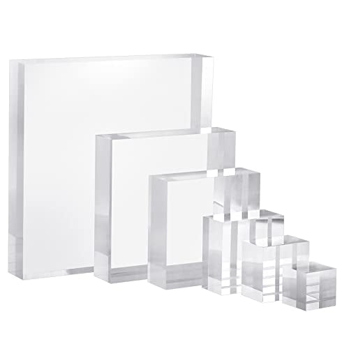 CiaoHER 2in Thickness Solid Acrylic Cube Display Block Clear Polished Pedestal Stand Riser Solid Base 2'' x 5" x 5", 1 Pack