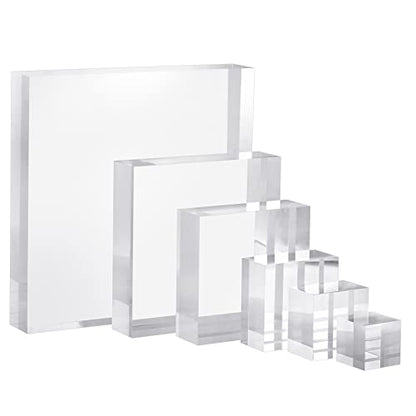 CiaoHER 2in Thickness Solid Acrylic Cube Display Block Clear Polished Pedestal Stand Riser Solid Base 2'' x 5" x 5", 1 Pack
