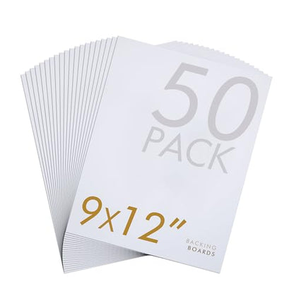 Falling in Art 50 Pack Acid-Free Mat Boards - 9x12 Uncut White Backing Boards, 4 - Ply Thickness Backer Boards for Photos, Pictures, Frames, Artworks and Prints - size: 9*12-50 Pack