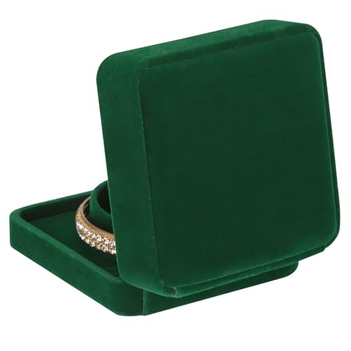 LETURE 4 Pieces Classic Velvet Bracelet Bangle Pendant Necklace Gift Box, Travel Jewelry Box Display Storage Case for Gift, Wedding, Engagement, Proposal, Birthday (4PCS Bracelet-GREEN) - color: 4PCS Bracelet-GREEN