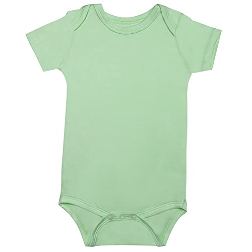 GUISBY Baby Short Sleeve Bodysuits, Rayon Summer Newborn Infant Boys Girls 0-24 Months - color: Sage, size: 3-6 Months