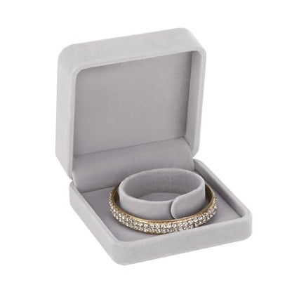 LETURE 4 Pieces Classic Velvet Bracelet Bangle Pendant Necklace Gift Box, Travel Jewelry Box Display Storage Case for Gift, Wedding, Engagement, Proposal, Birthday (4PCS Bracelet-GREY) - color: 4PCS Bracelet-GREY