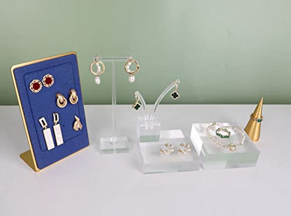 Transparent earring display riser, clear acrylic display jewelry risers, small ring holder tray risers for decor【3.15 L x3.15 W x1.18 H inch】 - size: 3.15 L X3.15 W X1.18 H Inch