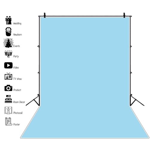 Renaiss 4x6ft Baby Blue Backdrop for Photoshoot Portrait Solid Color Monochrome Light Blue Screen Photography Background Gentle Sky Blue Baby Shower Wedding Birthday Party Decors Photo Booth Props - color: Baby Blue, size: 4x6ft