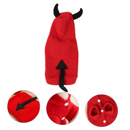 GALPADA Halloween Devil Pet Costume Dog Clothes Winter Warm Casual Outfit for Cats and Puppies Bright Color Easy Clean Photo Prop for Festive Dress-up and Outdoor Play