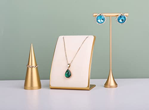 Beige Necklace display stand, Velvet Jewelry necklace display holder for selling, small metal earring neck storage organizer, online jewelry photography props【Beige】 - color: Cream