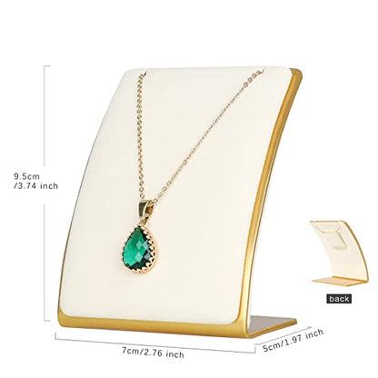 Beige Necklace display stand, Velvet Jewelry necklace display holder for selling, small metal earring neck storage organizer, online jewelry photography props【Beige】 - color: Cream