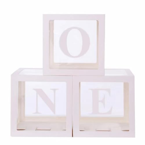 HUAXI White One Boxes for 1st Birthday, One Balloon Box With 20 Balloons, Baby Girl First Birthday Decorations, Party Supplies Boy, 1 Year Anniversary Decorations Photoshoot Props Backdrop. (White) - color: White