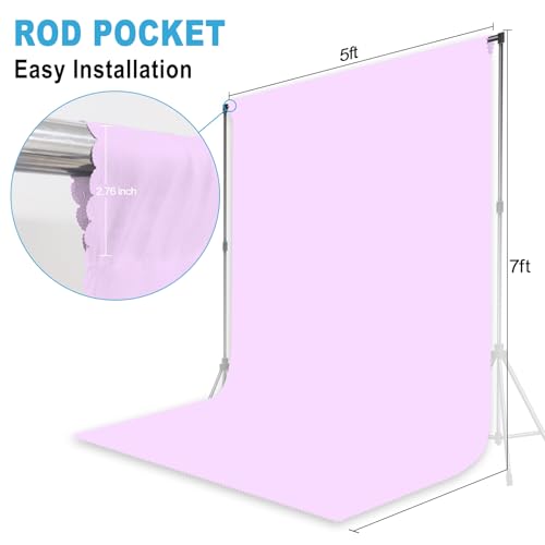 Light Purple Backdrop for Photoshoot Professional Photo Backdrop Background Curtain for Product Photography Portraits Wedding Party Live Streaming Video Recording 5X7 FT - color: Light Purple, size: 5X7 FT