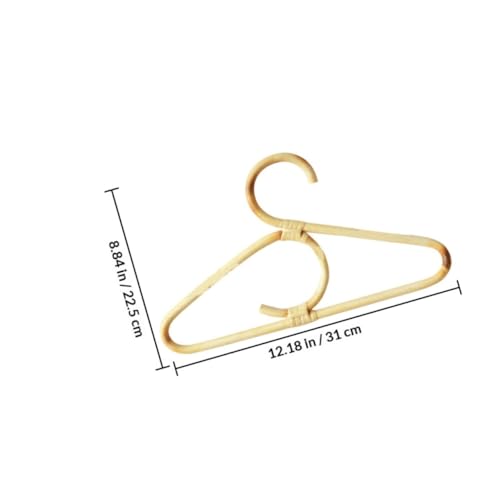 Natural Rattan Clothes Hanger with Double Hooks, Wooden Room Clothing Display Rack and Clothes Drying and Photo Props, Neutral Color
