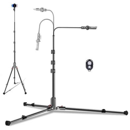 CAMBOFOTO 84" Phone Tripod, Tall Tripod Stand for Selfies with Flexible Gooseneck & Remote, Compatible with iPhone Android, Travel/Gopro/Ring Light/Webcam/Video Recording/Vlogging