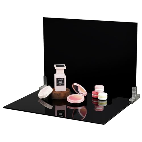 Meking Product Photography Backdrops, Black Double Sided Matte and Reflective Background for Food,Makeup, Jewelry and Other Small Product,2PCS 15.7x11.8in Photo Backdrop Boards with 2PCS Bracket